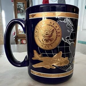 United States Navy Blue and Gold Mug Coffee cup Aviation collectible